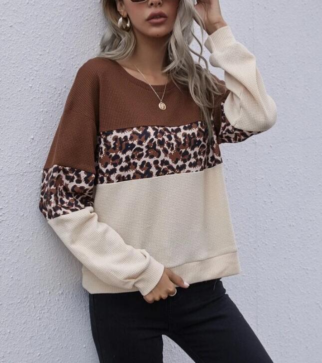 Damen Pullover Leopardenmuster Strukturiert Beige - Norvielle