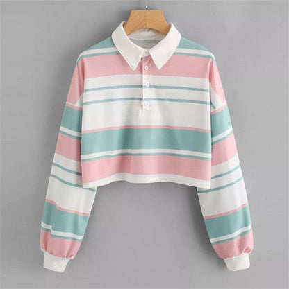 Damen Polo-Shirt Crop-Design Farbblockmuster Norvielle - Norvielle