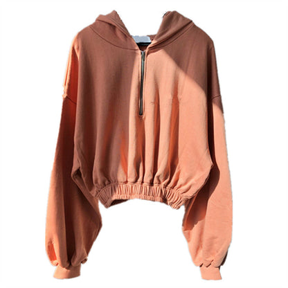 Damen Cropped Sweatjacke Halbhohem Kragen Norvielle