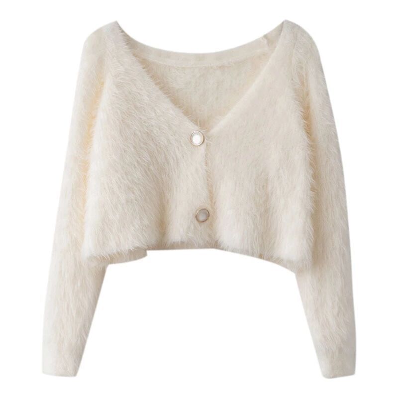 Damen Strickcardigan Flauschig Knopfdesign Norvielle