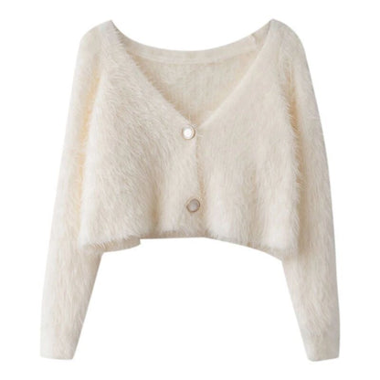 Damen Strickcardigan Flauschig Knopfdesign Norvielle