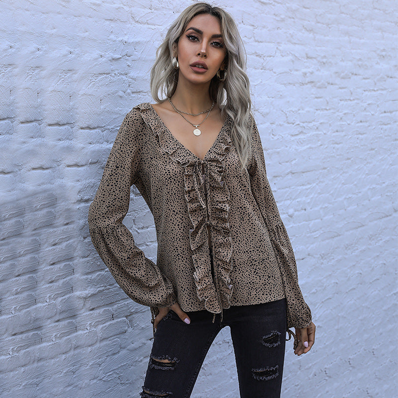 Damen Bluse Rüschendetails Puffärmel Norvielle - Norvielle
