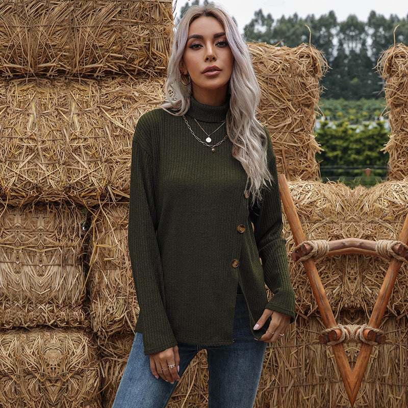 Damen Rollkragenpullover Norvielle mit Knöpfen