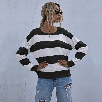 Damen Oversized Pullover Breite Streifen Norvielle