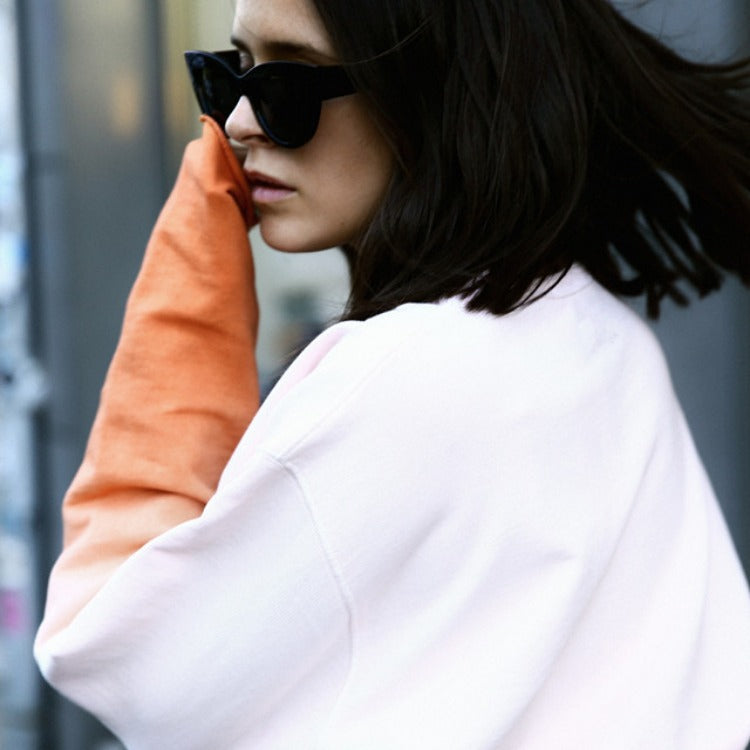 Damen Sweatshirt Relaxed Fit Farbverlauf Lässig Grau