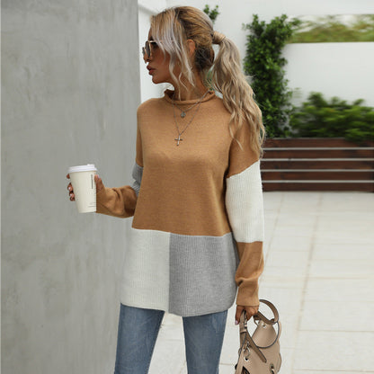 Damen Pullover Modisch Farbblock Norvielle