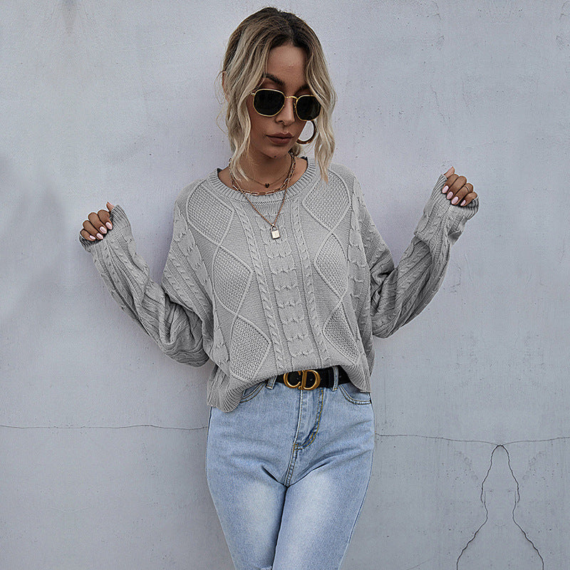 Damen Strickpullover Oversized Zopfmuster Norvielle