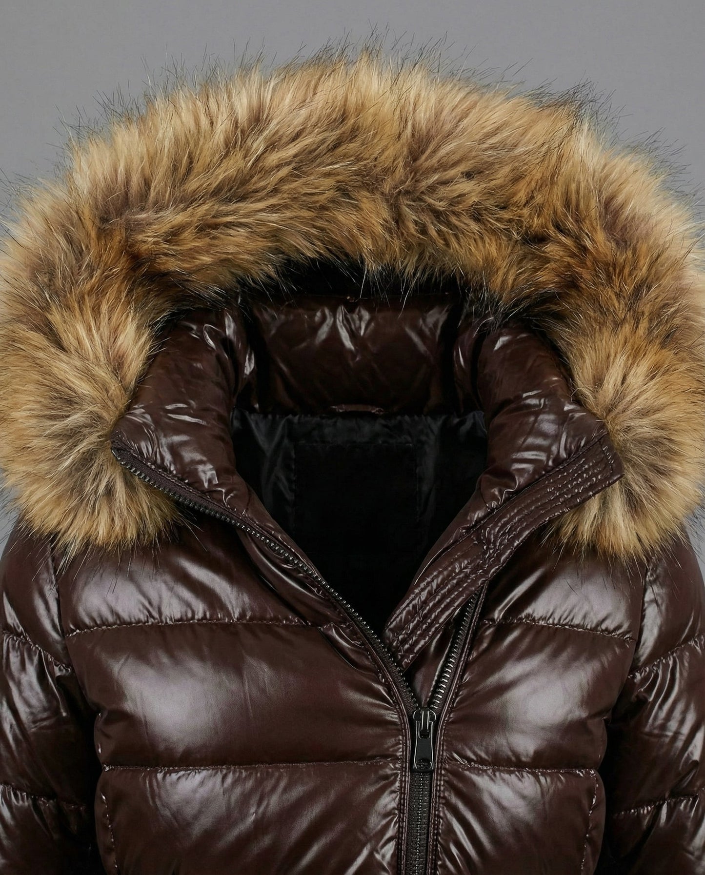 Damen Steppjacke mit Kunstfellkragen