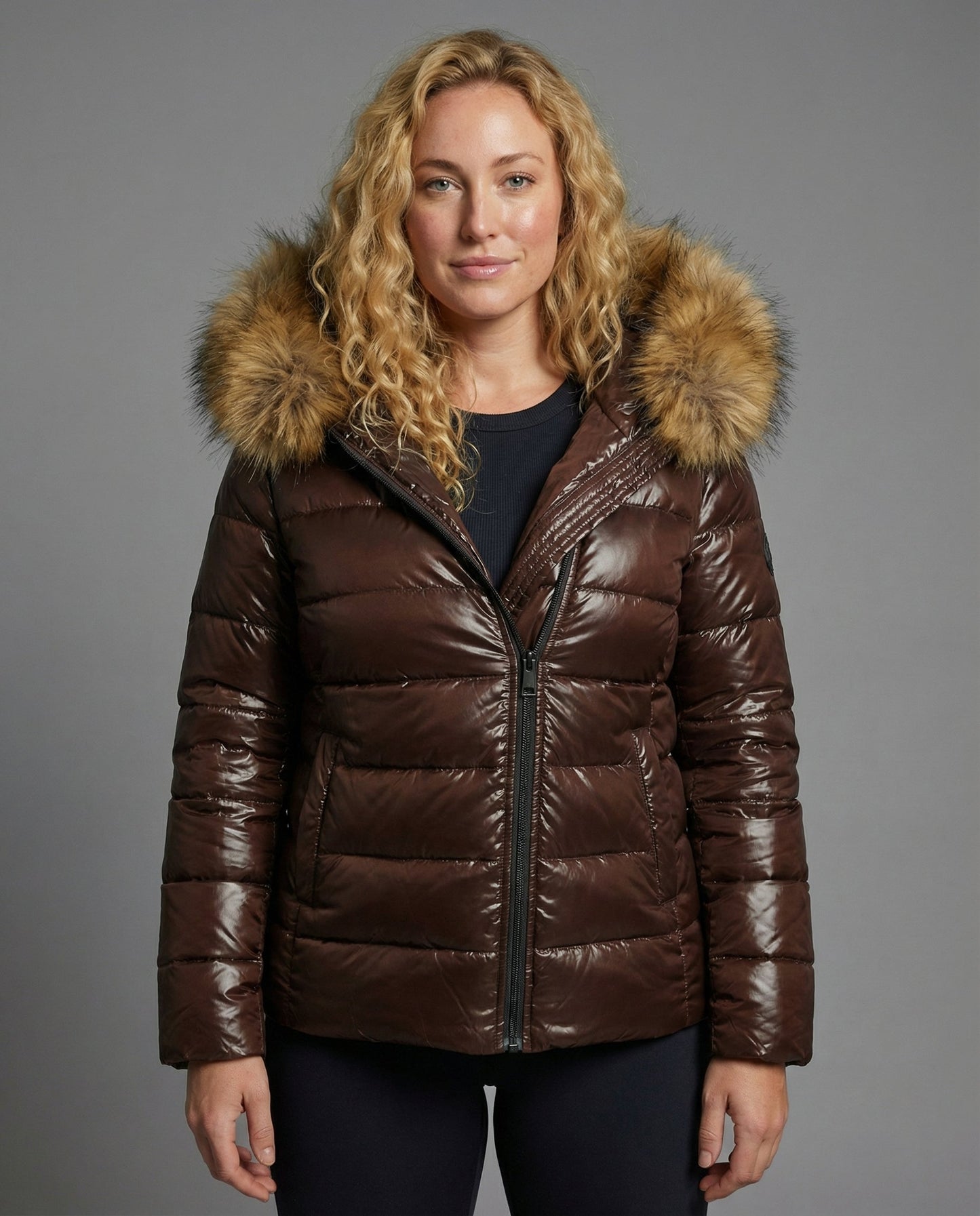 Damen Steppjacke mit Kunstfellkragen - Norvielle