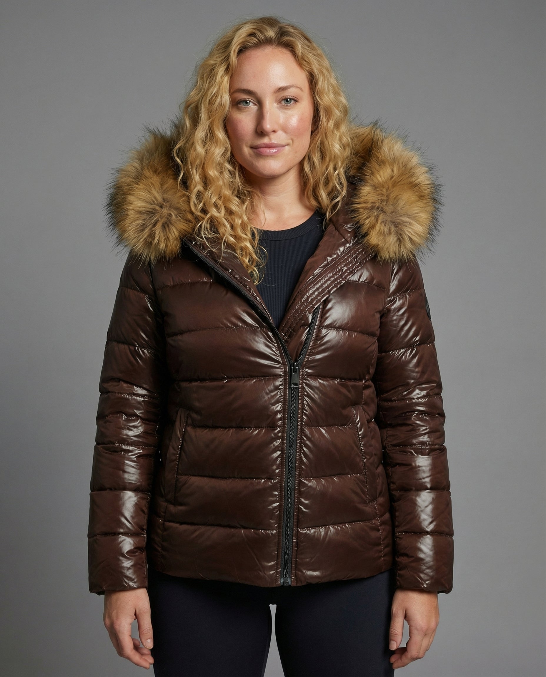 Damen Steppjacke mit Kunstfellkragen - Norvielle