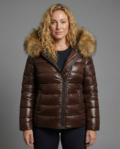 Damen Steppjacke mit Kunstfellkragen - Norvielle