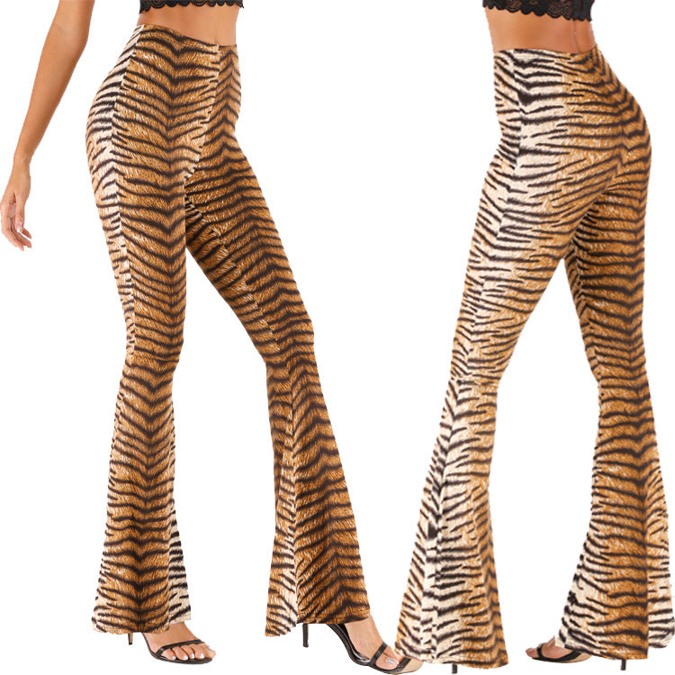 Damen Flared Leggings Tigerprint Norvielle