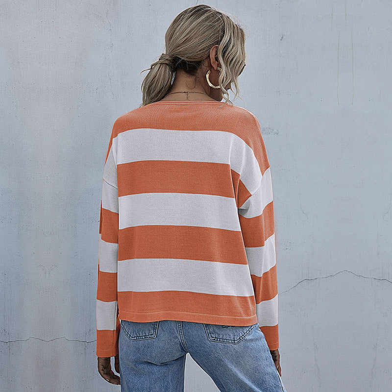 Damen Oversized Pullover Breite Streifen Norvielle