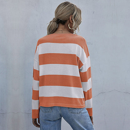 Damen Oversized Pullover Breite Streifen Norvielle