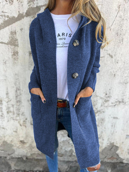 Norvielle Damen Strickjacke Lange Offene Front Ribbed Mit Knöpfen und