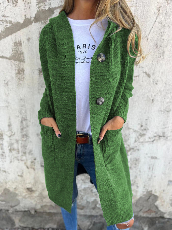 Norvielle Damen Strickjacke Lange Offene Front Ribbed Mit Knöpfen und