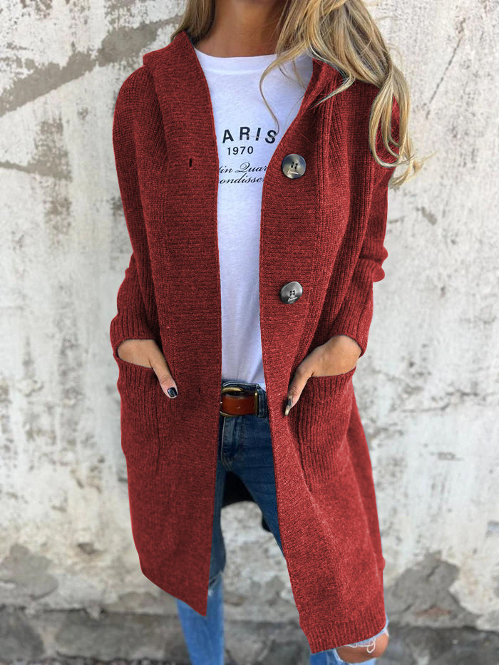 Norvielle Damen Strickjacke Lange Offene Front Ribbed Mit Knöpfen und