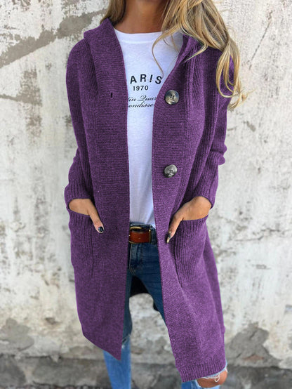 Norvielle Damen Strickjacke Lange Offene Front Ribbed Mit Knöpfen und