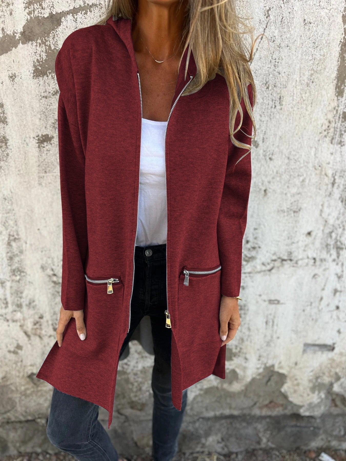 Damen Trenchcoat Lässig Wollmix