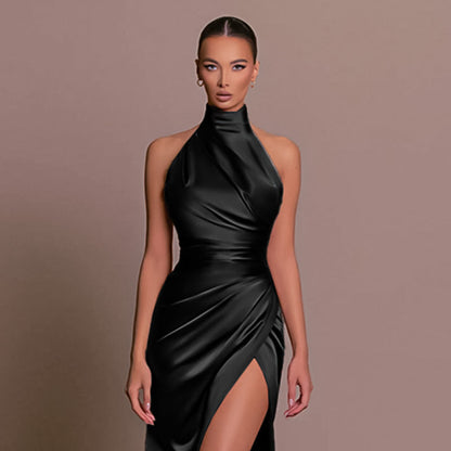 Norvielle Damen Ärmelloses Langkleid Herbstkragen