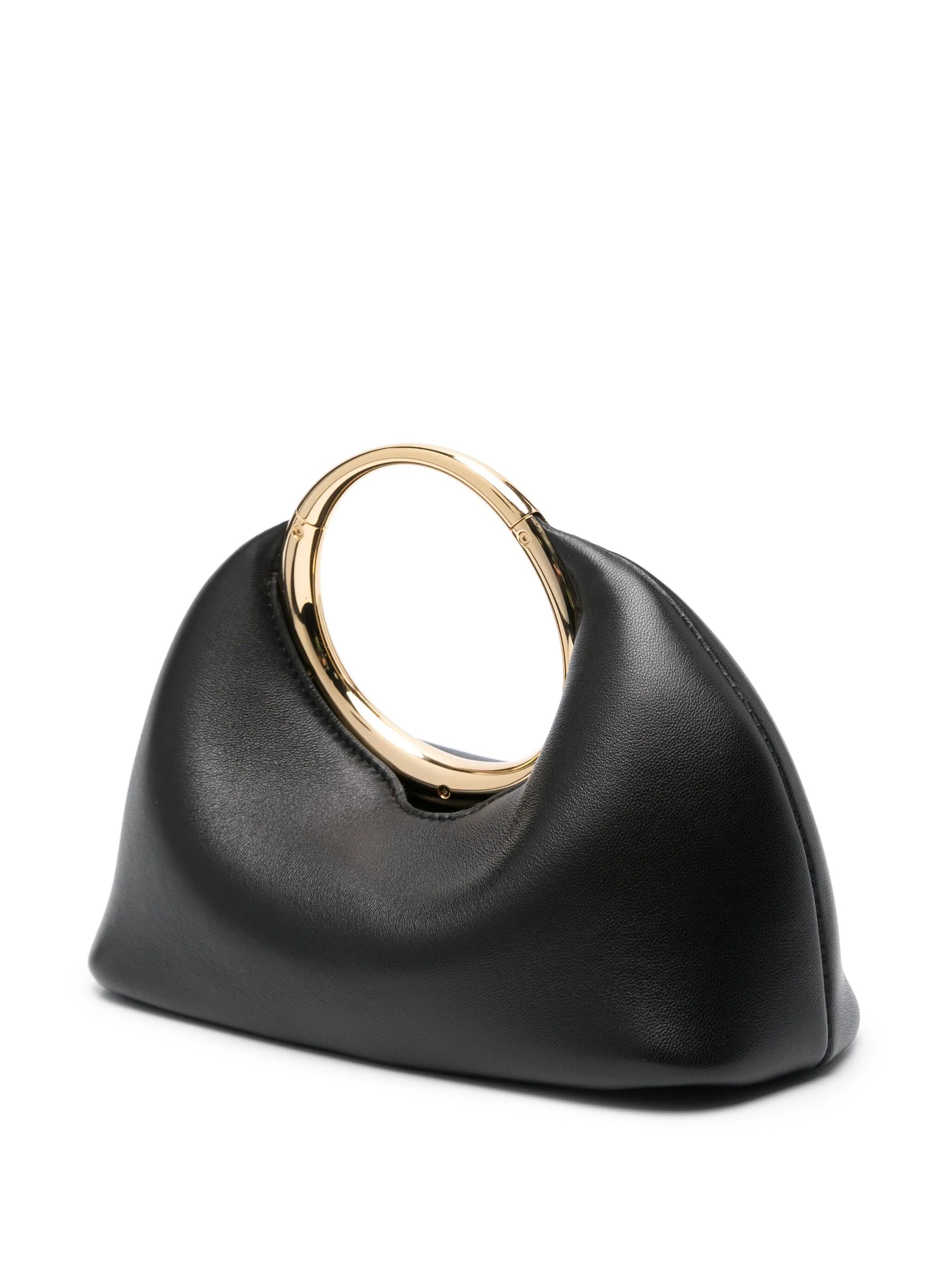 ivorene ringtasche frontansicht mit gewölbter form und goldring