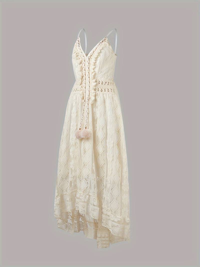 Damen Maxi-Sommerkleid Spaghettiträger V-Ausschnitt Boho-Stil