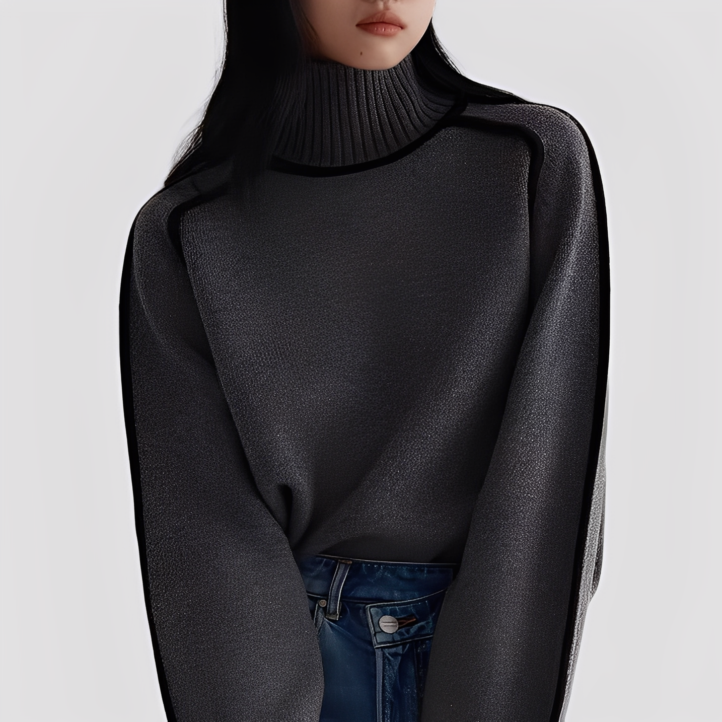 Damen Rollkragenpullover Entspannter Look