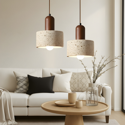 Travertin Pendelleuchte Hängelampe Naturstein