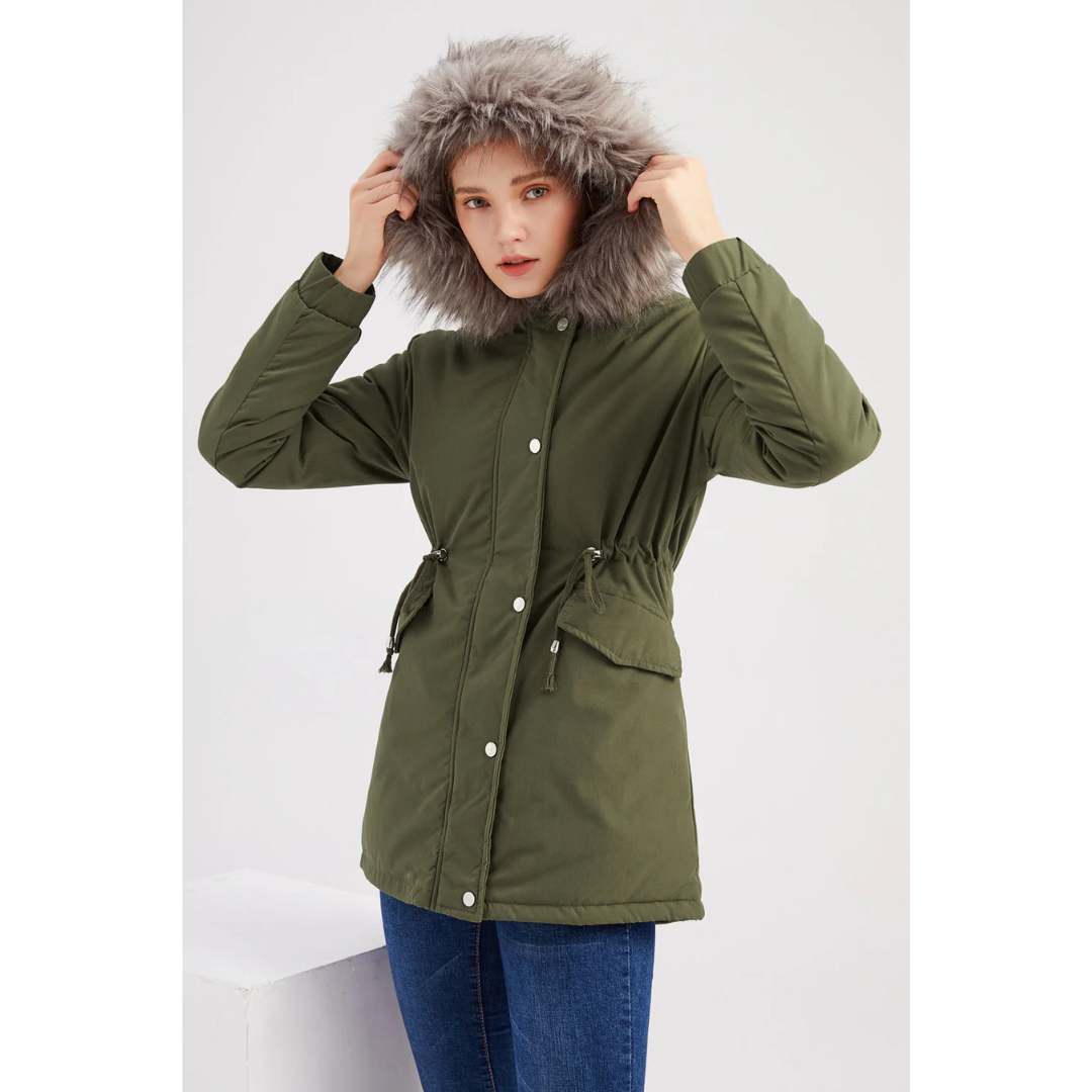 Damen Winterjacke Langärmlig Warm Schwarz - Norvielle