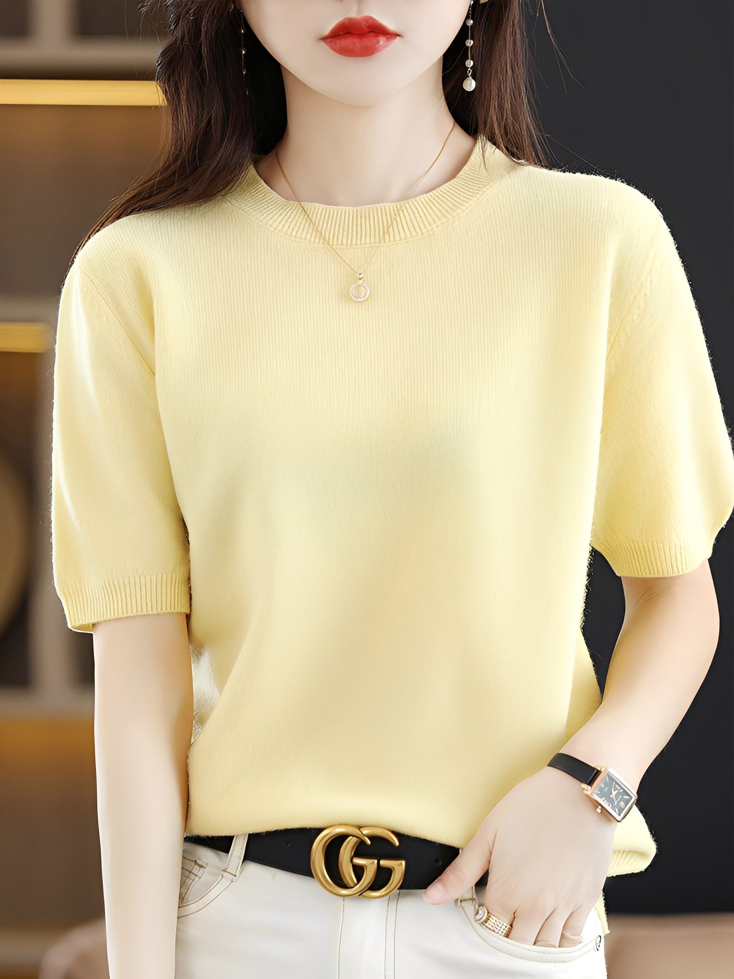 Damen Kurzarm-Pullover