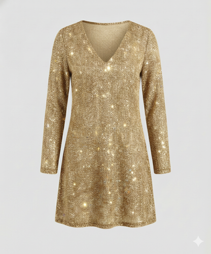Damen Paillettenkleid Langarm