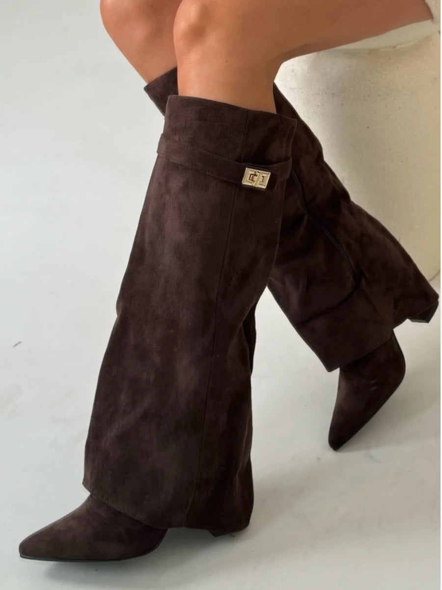 Damen Kniehohe Stiefeletten Elegant