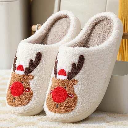Weihnachtliche Damen Plüsch-Hausschuhe Warm