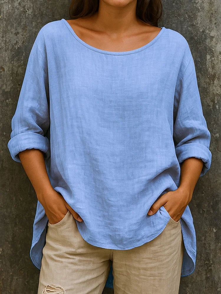 Damen Leinenbluse Langarm