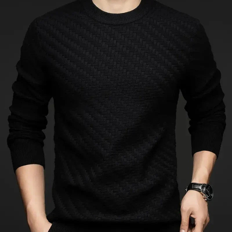 Damen Pullover Rundhals Strukturmuster