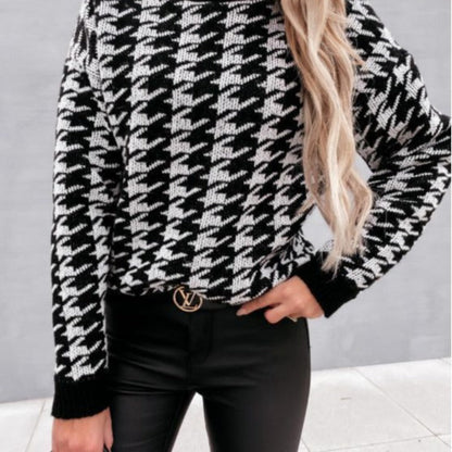 Damen Pullover Hahnentrittmuster Lässiger Schnitt Norvielle