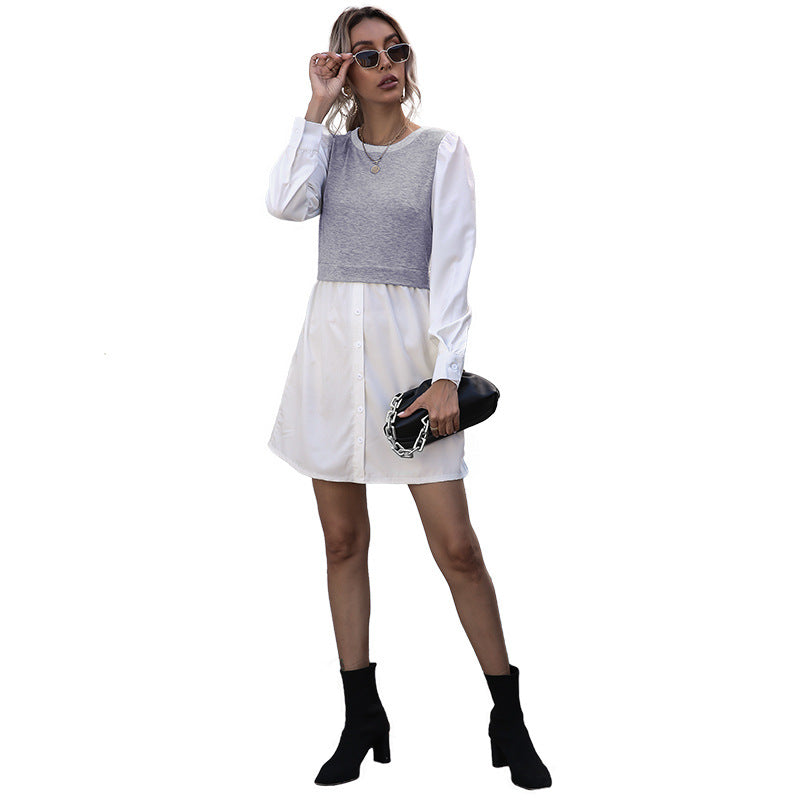 Damen Blusenkleid mit Abnehmbarem Pullover Norvielle