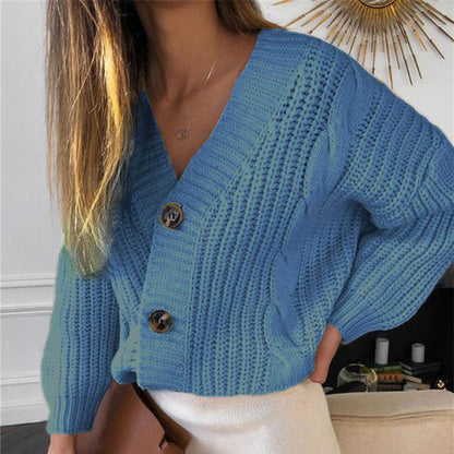 Damen Cardigan V-Ausschnitt Grobstrick Norvielle