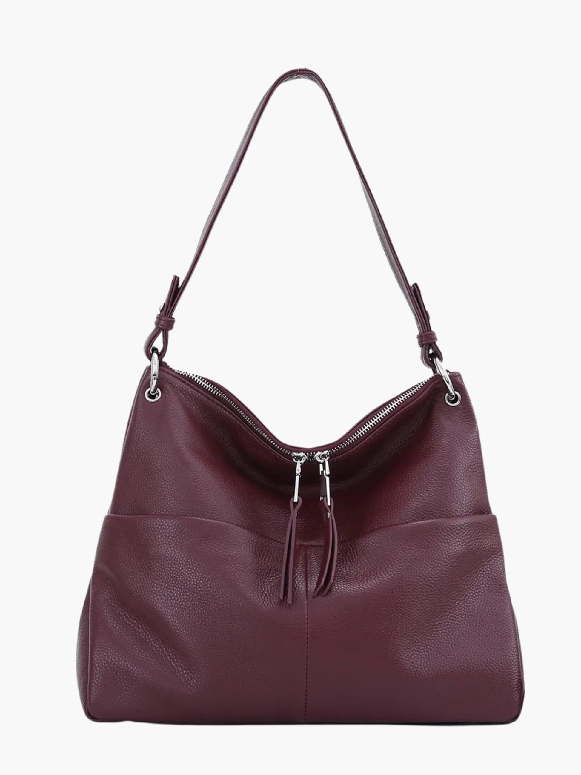 Leder Hobo-Tasche Weich Reißverschluss - Norvielle
