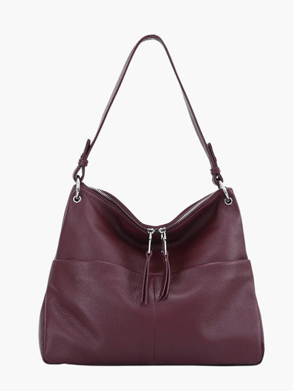 Leder Hobo-Tasche Weich Reißverschluss - Norvielle