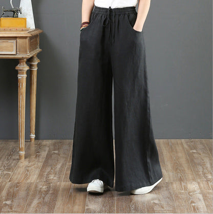 Damen Leichte Weite Hose Elastischer Bund Bequem