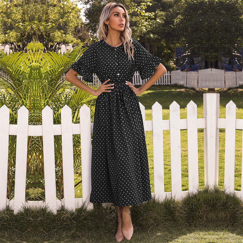 Damen Midi-Kleid Knopfleiste Fließender Schnitt Norvielle - Norvielle