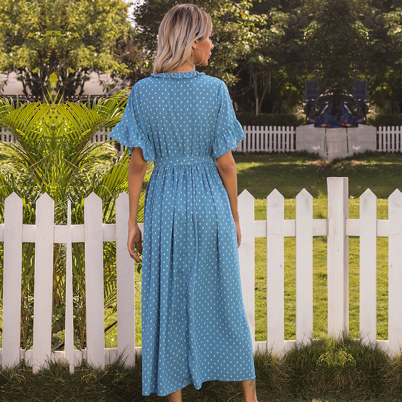 Damen Midi-Kleid Knopfleiste Fließender Schnitt Norvielle