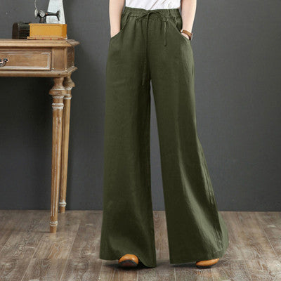 Damen Leichte Weite Hose Elastischer Bund Bequem