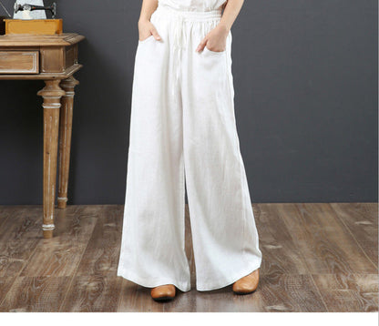 Damen Leichte Weite Hose Elastischer Bund Bequem