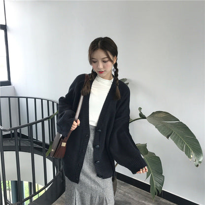 Damen Strickcardigan Groß Lässig Knöpfbar Beige