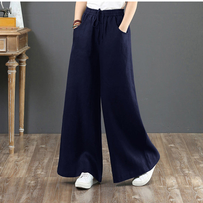 Damen Leichte Weite Hose Elastischer Bund Bequem