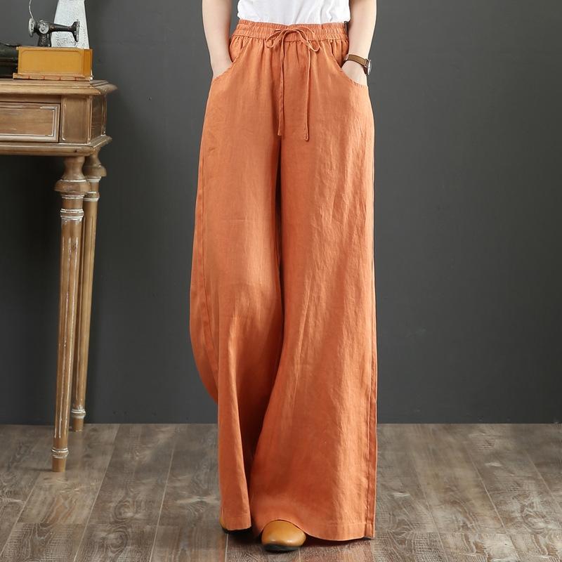 Damen Leichte Weite Hose Elastischer Bund Bequem
