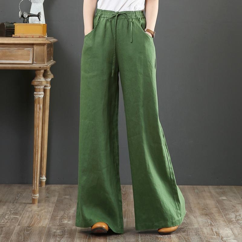 Damen Leichte Weite Hose Elastischer Bund Bequem