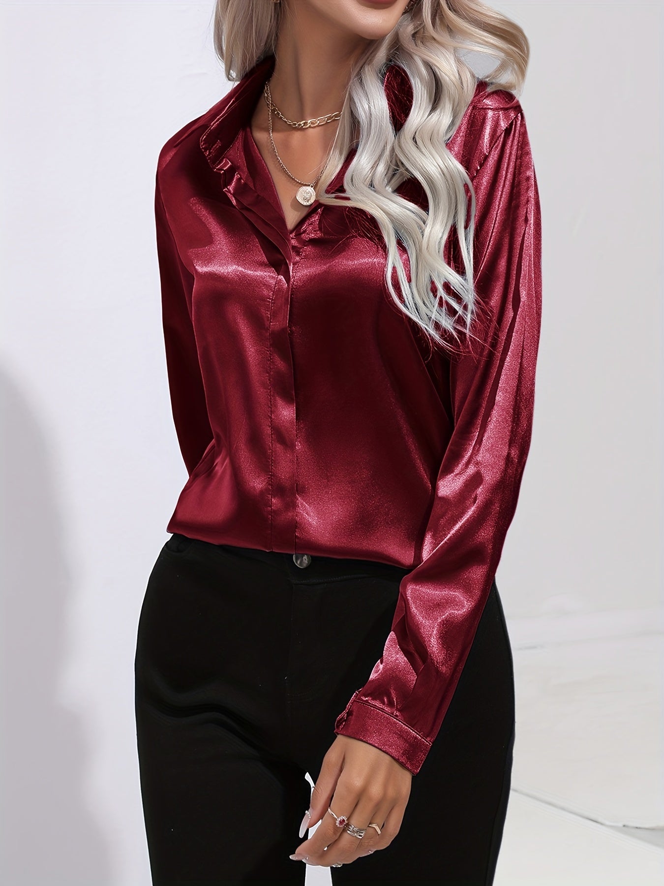 Damen Satin Bluse Elegantes Design